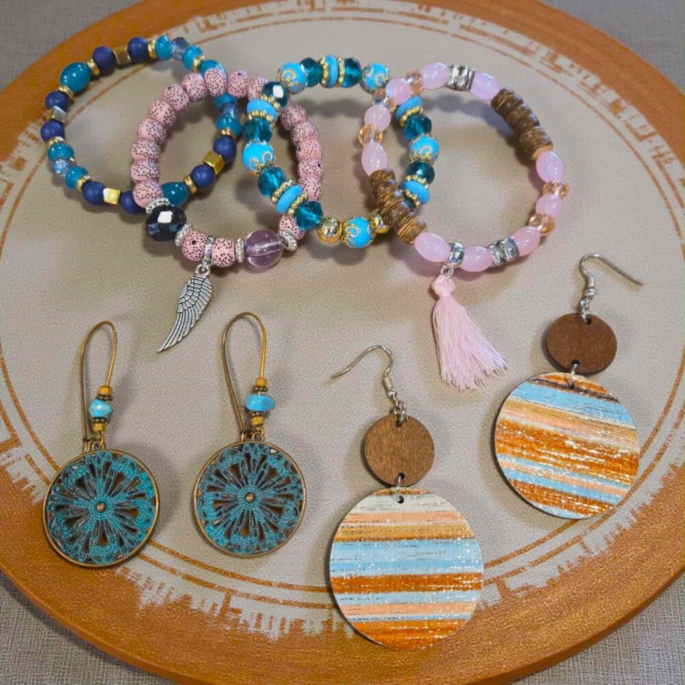 Fall Multicolor Bracelet And Earring Set